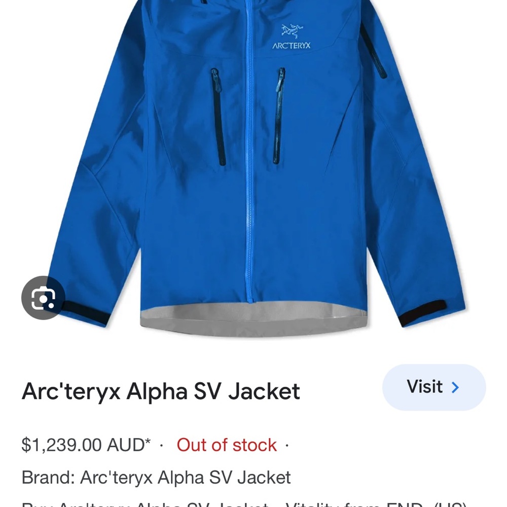 Arc’teryx Alpha SV goretex jacket size M